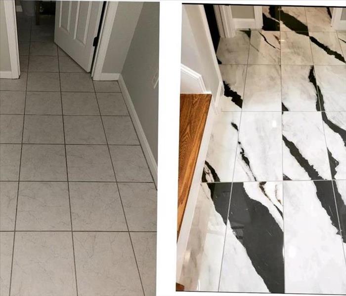 Hallway floor before and after